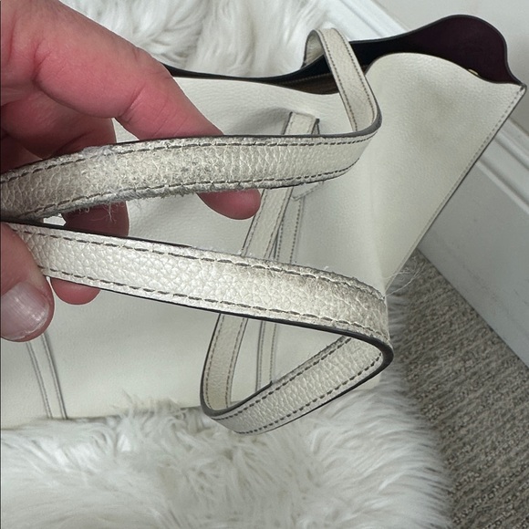 Tory Burch White Ivory Perry Triple Compartment Tote Bag - Picture 8 of 10